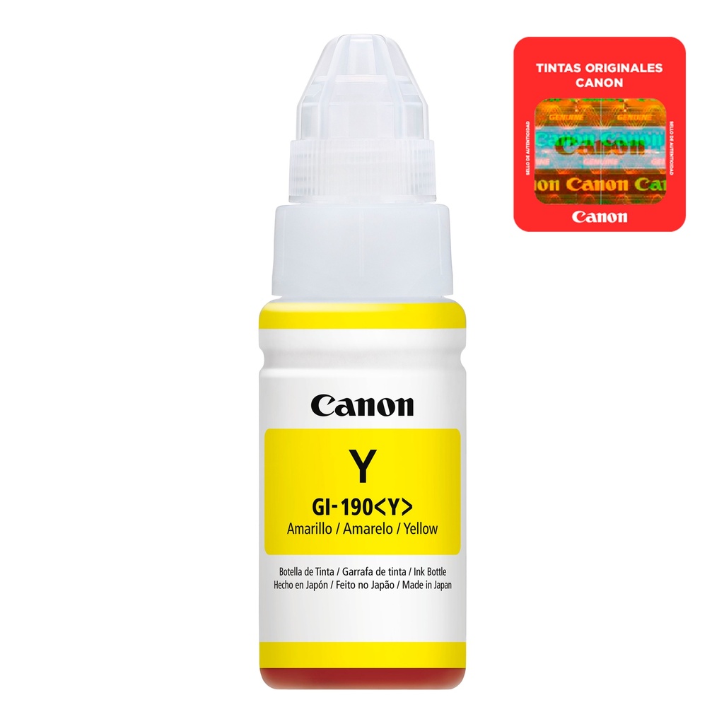 Botella De Tinta Canon Amarillo Gi-190 Y 70ml
